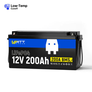 Wattcycle 12V 200Ah LiFePO4 Battery with 200A BMS for Home Solar Backup & Heavy Duty Power
