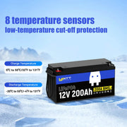 Wattcycle 12V 200Ah LiFePO4 Battery with 200A BMS for Home Solar Backup & Heavy Duty Power