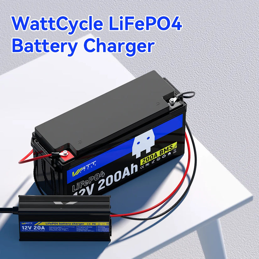 Wattcycle 12V 200Ah LiFePO4 Battery with 200A BMS for Home Solar Backup & Heavy Duty Power