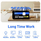 Wattcycle 24V 100Ah LiFePO4 Battery | 100A BMS | 2560Wh