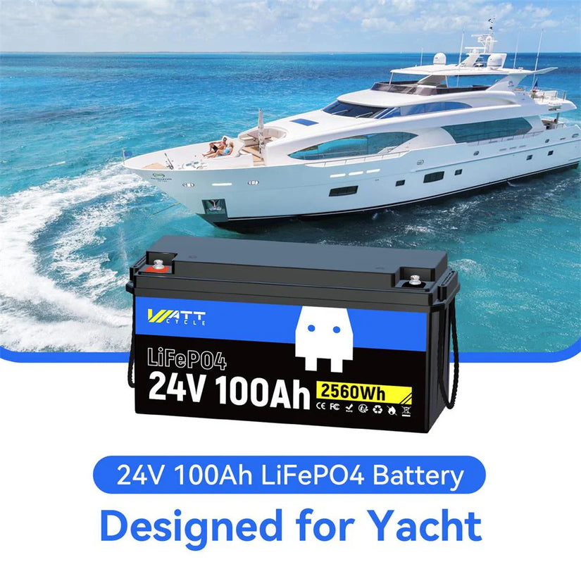 Wattcycle 24V 100Ah LiFePO4 Battery with 100A BMS for 24V Off-Grid Solar & Home Backup
