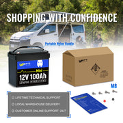 WattCycle 12V 100Ah Mini LiFePO4 Battery for RVs and Trolling Motors