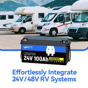 Wattcycle 24V 100Ah LiFePO4 Battery with 100A BMS for 24V Off-Grid Solar & Home Backup
