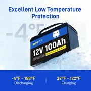 Wattcycle 12V 100Ah LiFePO4 Battery with 100A BMS for Solar & Home Power Backup