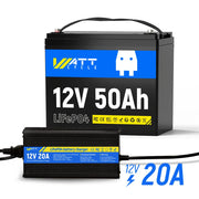 Wattcycle 12V 50Ah LiFePO4 Battery with 50A BMS for Emergency Home Backup & Solar