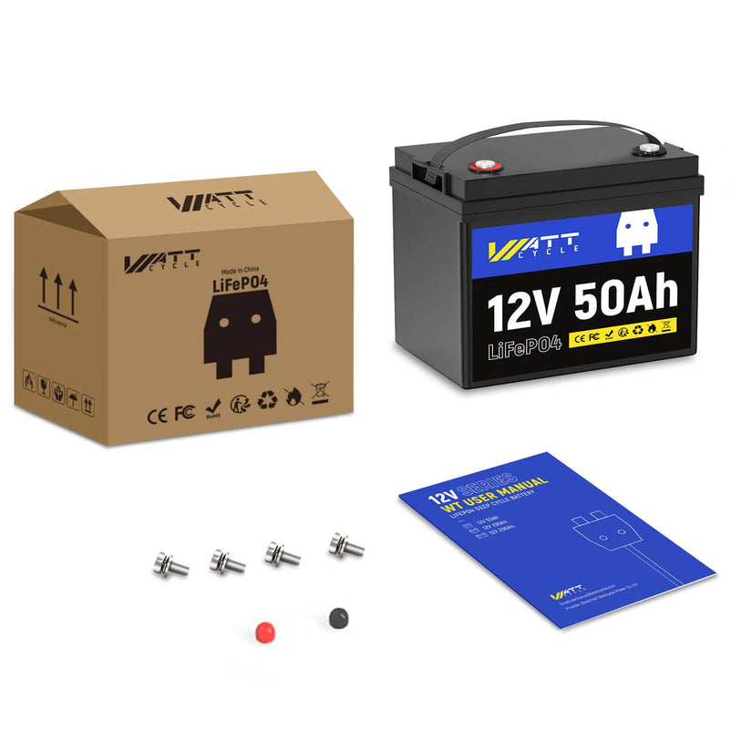 Wattcycle 12V 50Ah LiFePO4 Battery with 50A BMS for Emergency Home Backup & Solar
