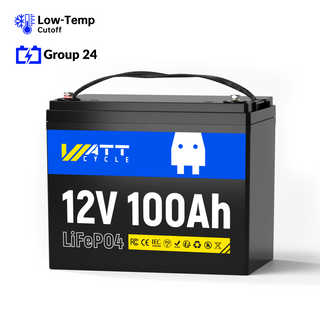 Wattcycle 12V 100Ah LiFePO4 Battery with 100A BMS for Solar & Home Power Backup