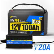 Wattcycle 12V 100Ah Pro LiFePO4 Battery with Upgraded 110A BMS for Home Solar Backup