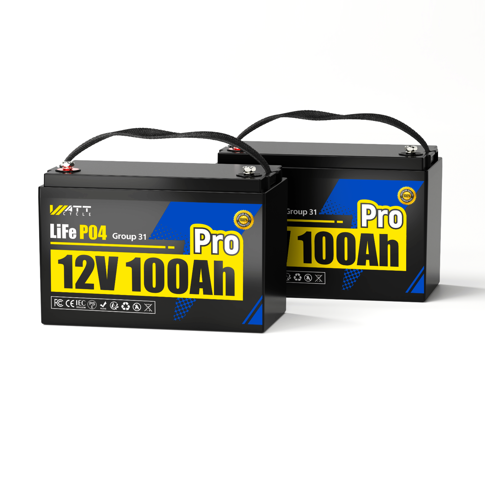 Wattcycle 12V 100Ah Pro Group 31 LiFePO4 Battery with 110A BMS Upgrade