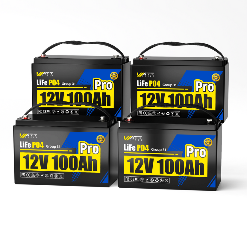 Wattcycle 12V 100Ah Pro LiFePO4 Battery with Upgraded 110A BMS for Home Solar Backup