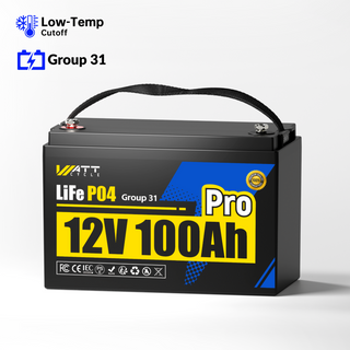 Wattcycle 12V 100Ah Pro LiFePO4 Battery with Upgraded 110A BMS for Home Solar Backup
