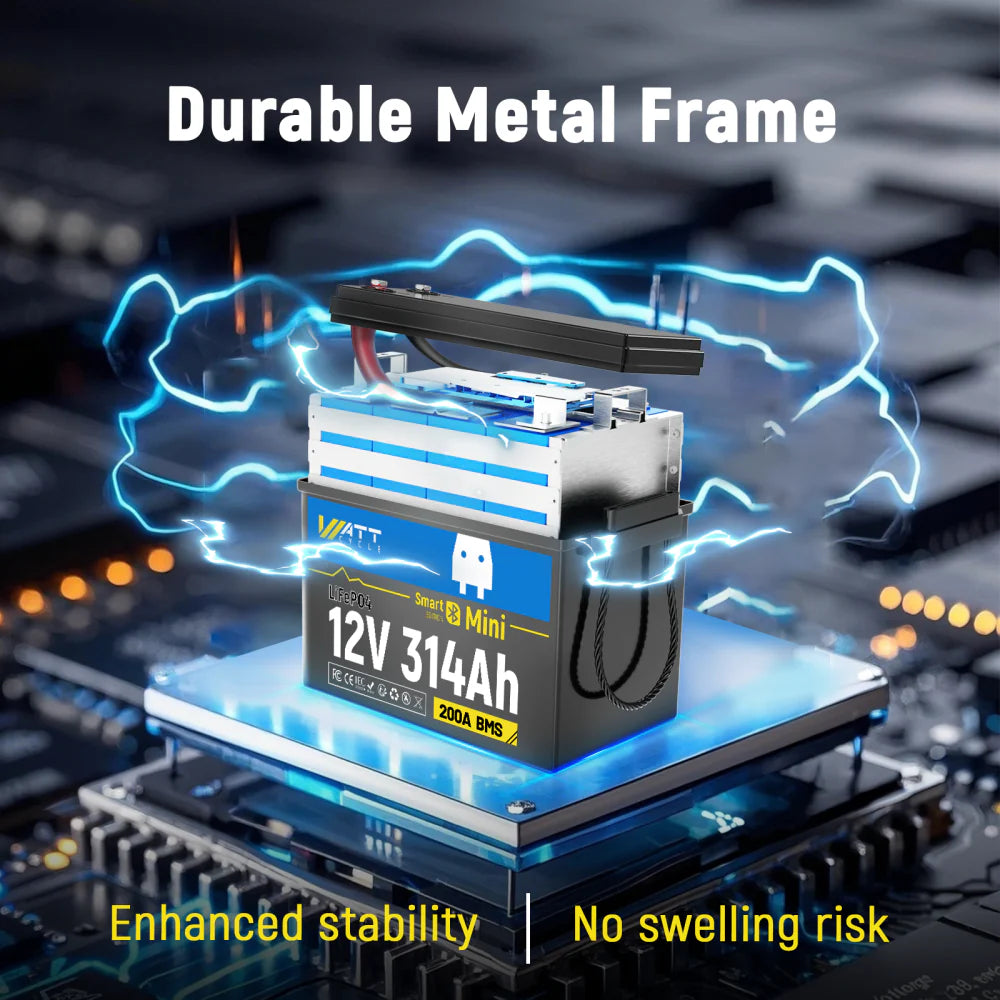 Wattcycle 12V 314Ah MINI Bluetooth LiFePO4 Battery | 200A BMS | 4019Wh