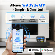 Wattcycle 12V 314Ah Mini Bluetooth LiFePO4 Battery with 200A BMS & Smart App for Solar