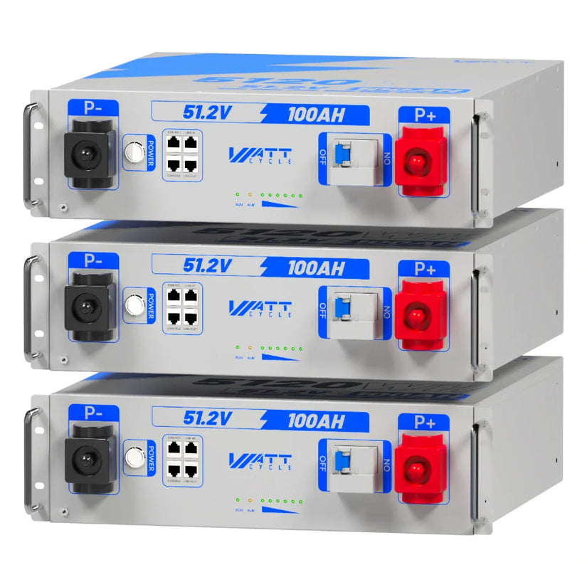 Wattcycle 48V (51.2V) 100Ah 3U Server Rack LiFePO4 Battery with Bluetooth
