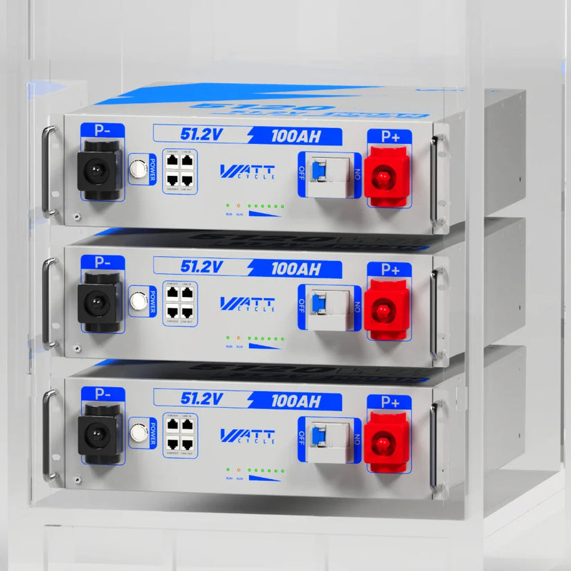 Wattcycle 48V (51.2V) 100Ah 3U Server Rack LiFePO4 Battery with Bluetooth